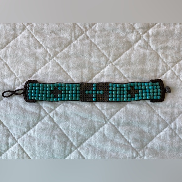 Love Heals Turquoise and Pyrite Beaded Bracelet - Picture 1 of 7